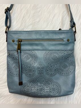 MEITRUE Light Blue Laser Cut Crossbody Bag Lightweight Purse Tassel Boho